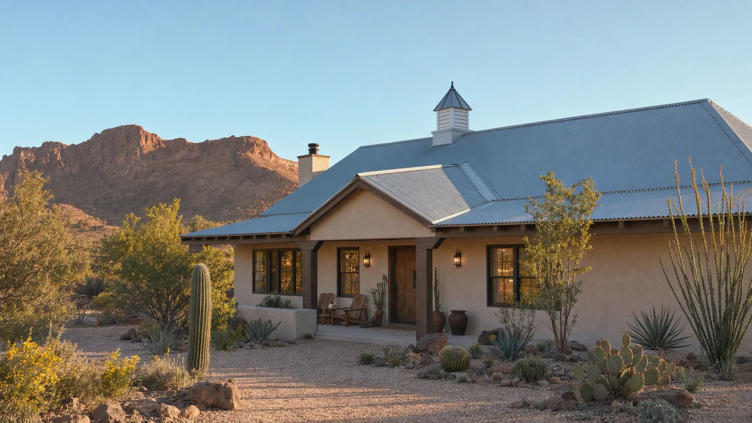 30 inch Select cupola on a Southwestern-style garage roof