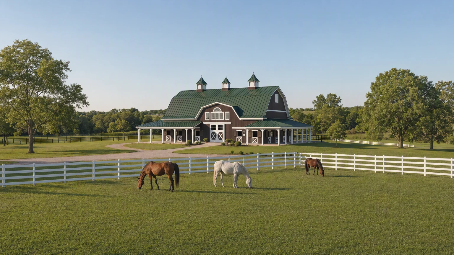 Triple cupola spacing planning reference for a large barn