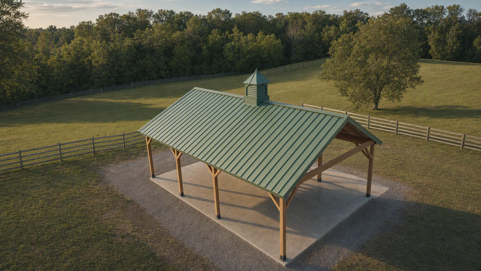 36 inch Select cupola on an open timber workshop pavilion