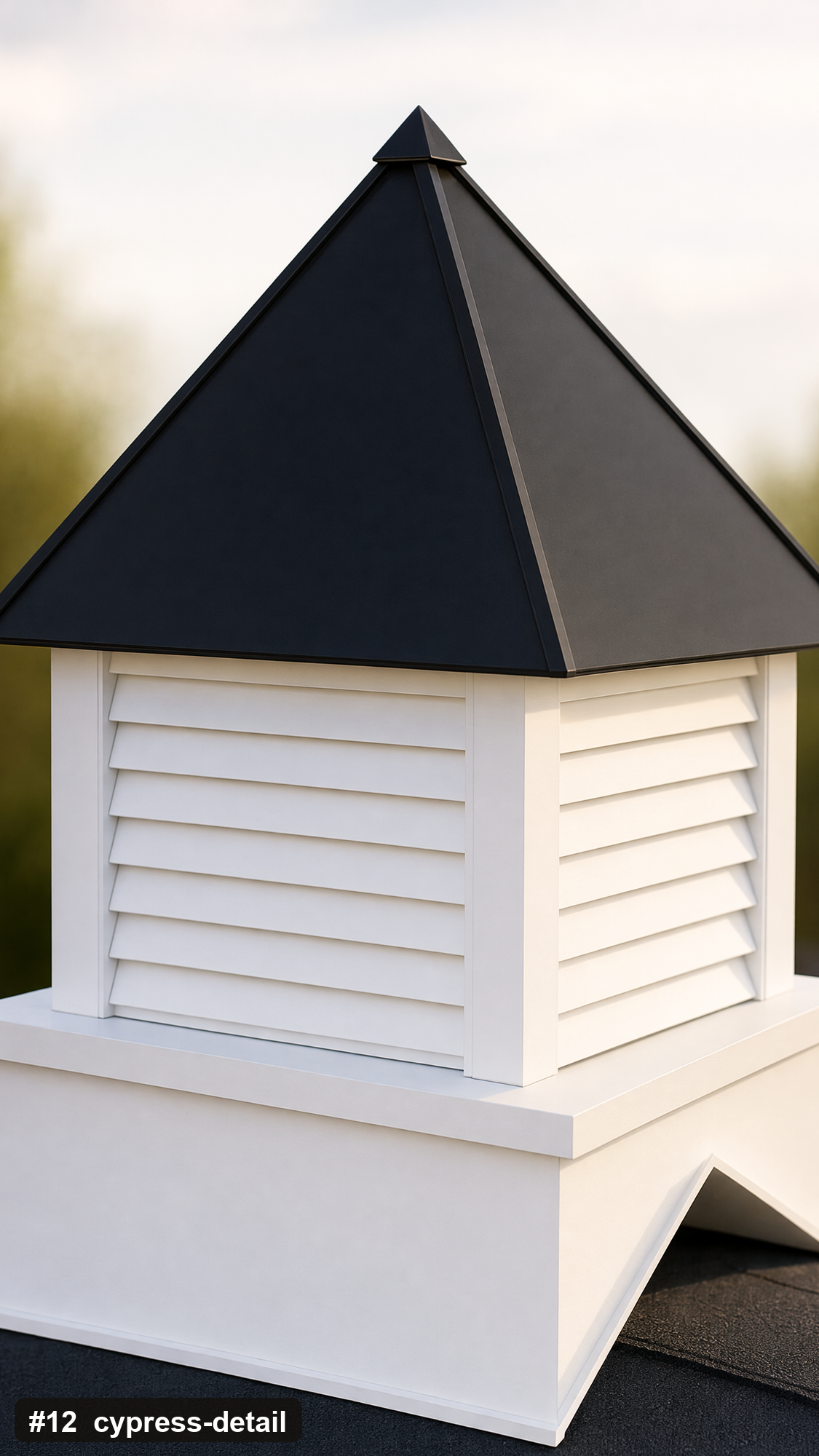 Close detail of Tanasi Designs cupola materials and finish