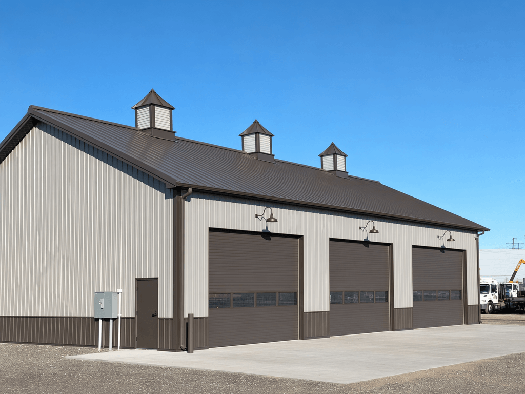 Pole barn roofline with cupola inspiration