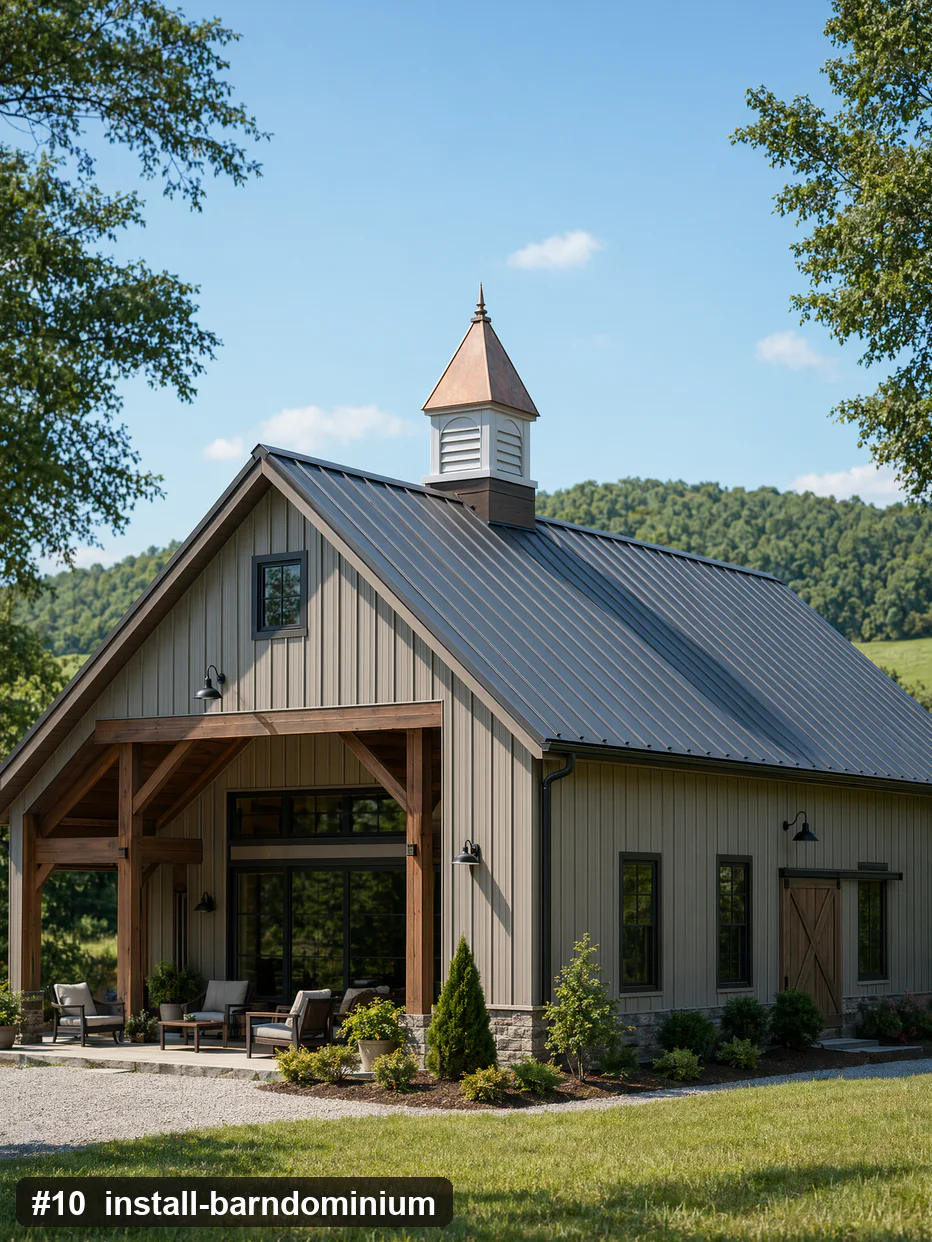 Cupola installation on barndominium