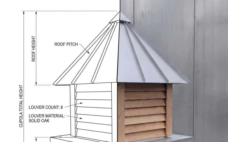 Cupola dimensions and roof pitch planning reference